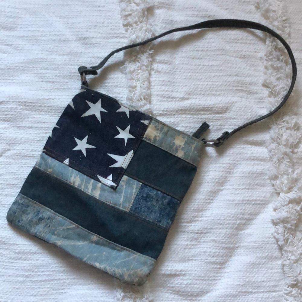 Denim USA flag mini purse